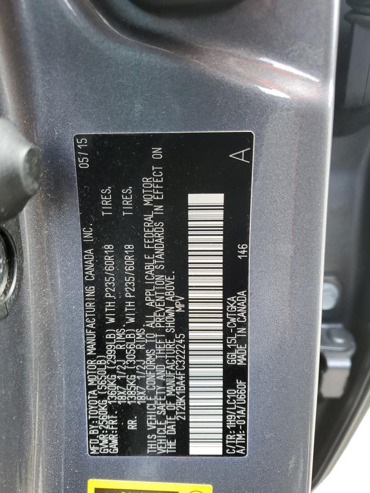 2015 Lexus RX VIN 2T2BK1BA4FC322245 Copart auction photo, front end damage thumbnail 14