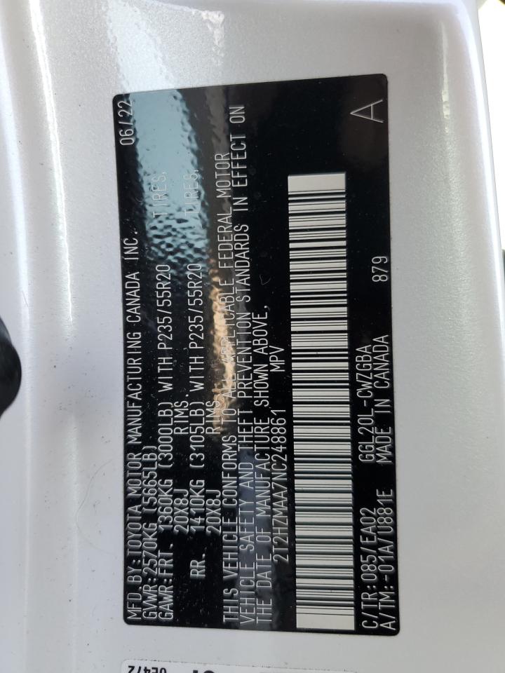 2022 Lexus RX VIN 2T2HZMAA7NC248861 Copart auction photo, water/flood damage thumbnail 14