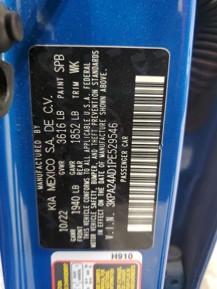 2023 KIA Rio VIN 3KPA24AD1PE529546 Copart auction photo, mechanical / minor dent/scratches damage thumbnail 12