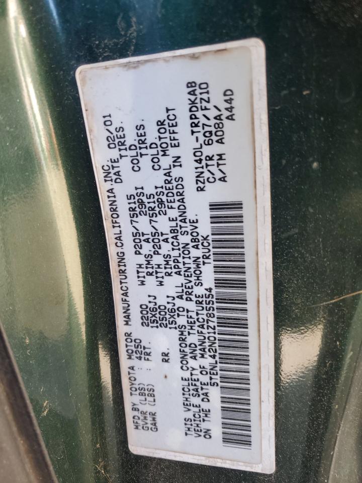 2001 Toyota Tacoma VIN 5TENL42N01Z785554 Copart auction photo, side / minor dent/scratches damage thumbnail 12
