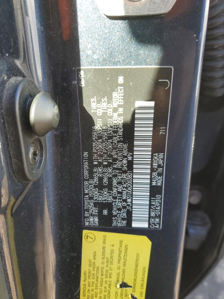 2006 Lexus RX VIN JTJHW31U062003821 Copart auction photo, front end damage thumbnail 13