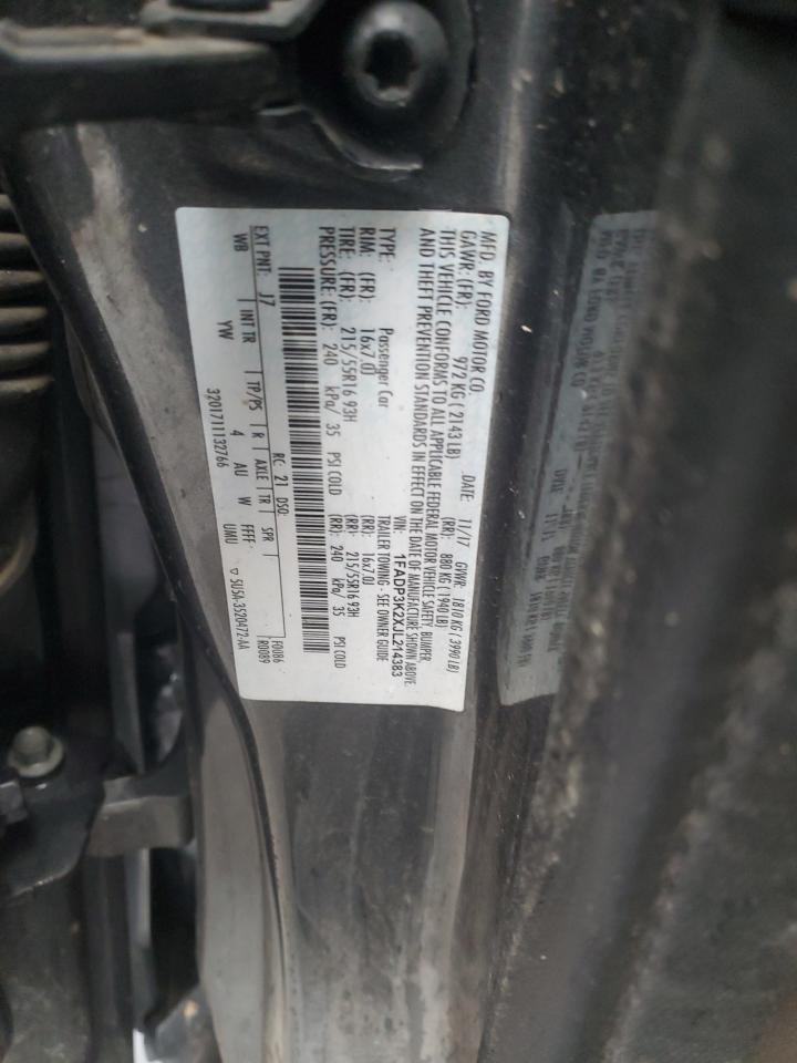 2018 Ford Focus VIN 1FADP3K2XJL214383 Copart auction photo, all over damage thumbnail 12