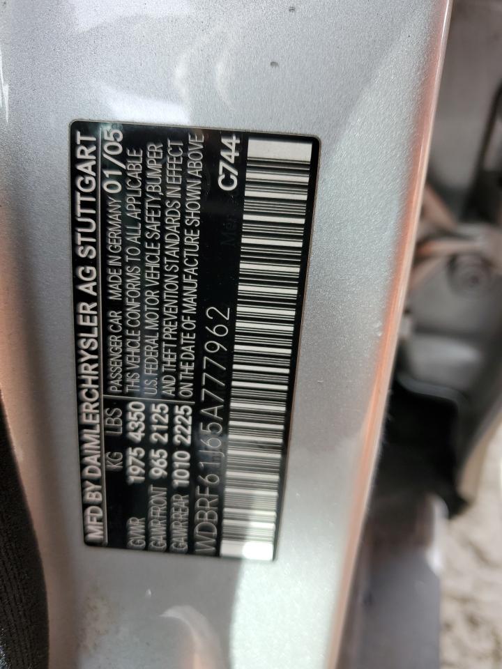 2005 Mercedes-Benz C-klasse VIN WDBRF61J65A777962 Copart auction photo, all over damage thumbnail 12