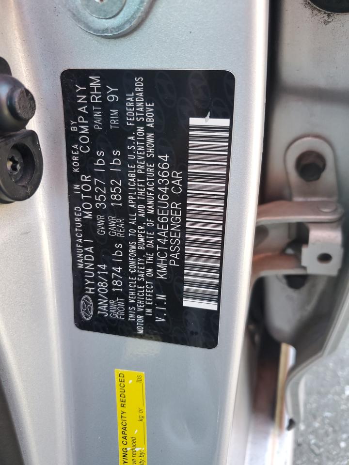 2014 Hyundai Accent VIN KMHCT4AE6EU643664 Copart auction photo, minor dent/scratches damage thumbnail 12