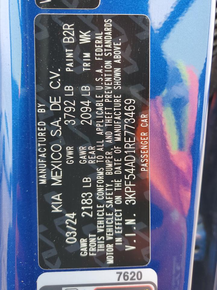 2024 KIA Forte VIN 3KPF54AD1RE773469 Copart auction photo, front end damage thumbnail 15