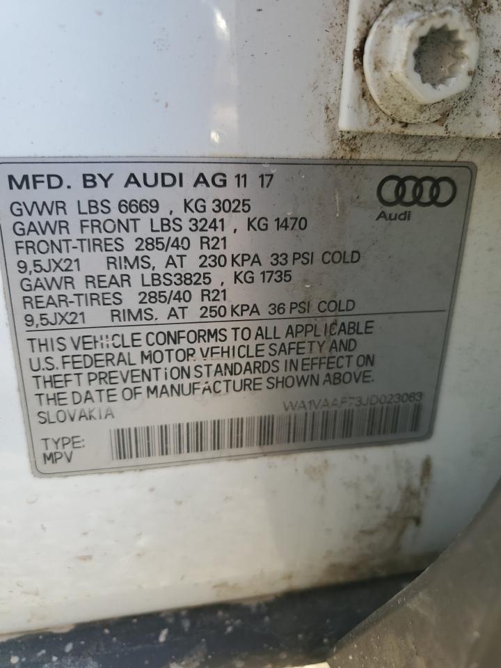 2018 Audi Q7 VIN WA1VAAF73JD023063 Copart auction photo, front end damage thumbnail 15