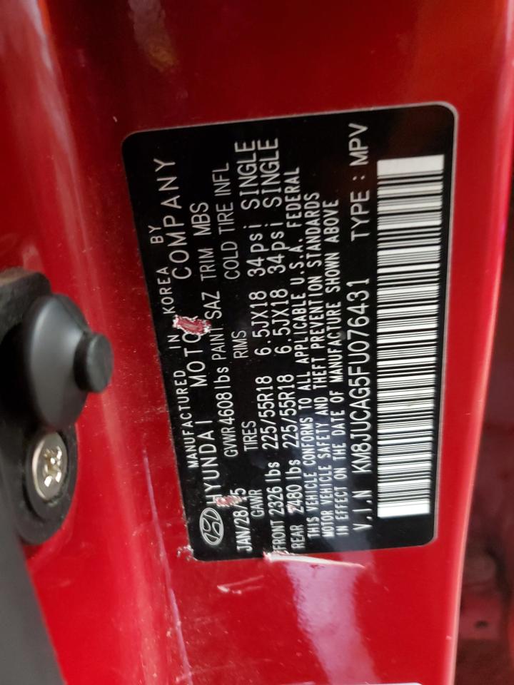2015 Hyundai Tucson VIN KM8JUCAG5FU076431 Copart auction photo, front end damage thumbnail 14