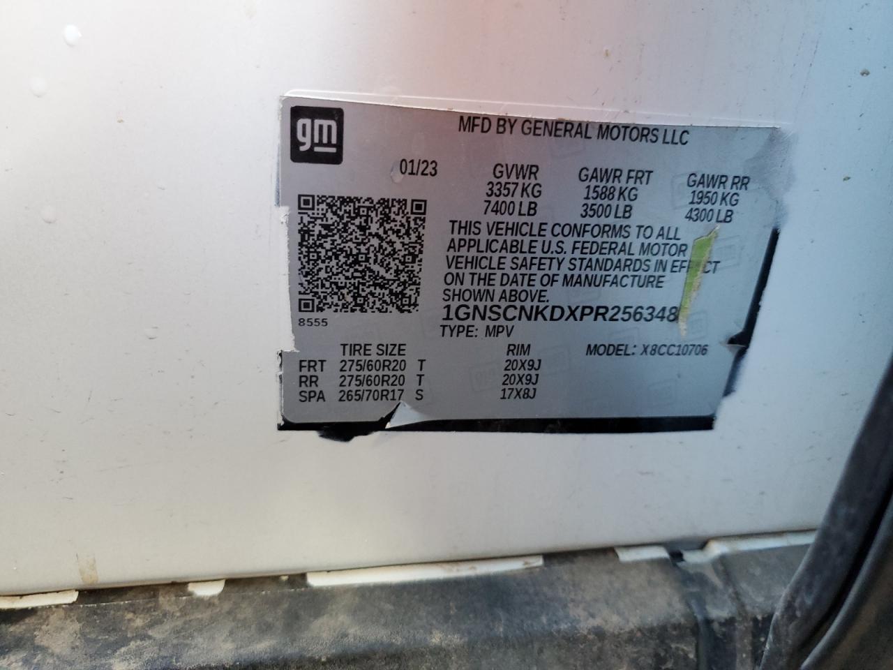 2023 Chevrolet Tahoe VIN 1GNSCNKDXPR256348 Copart auction photo, all over damage thumbnail 13