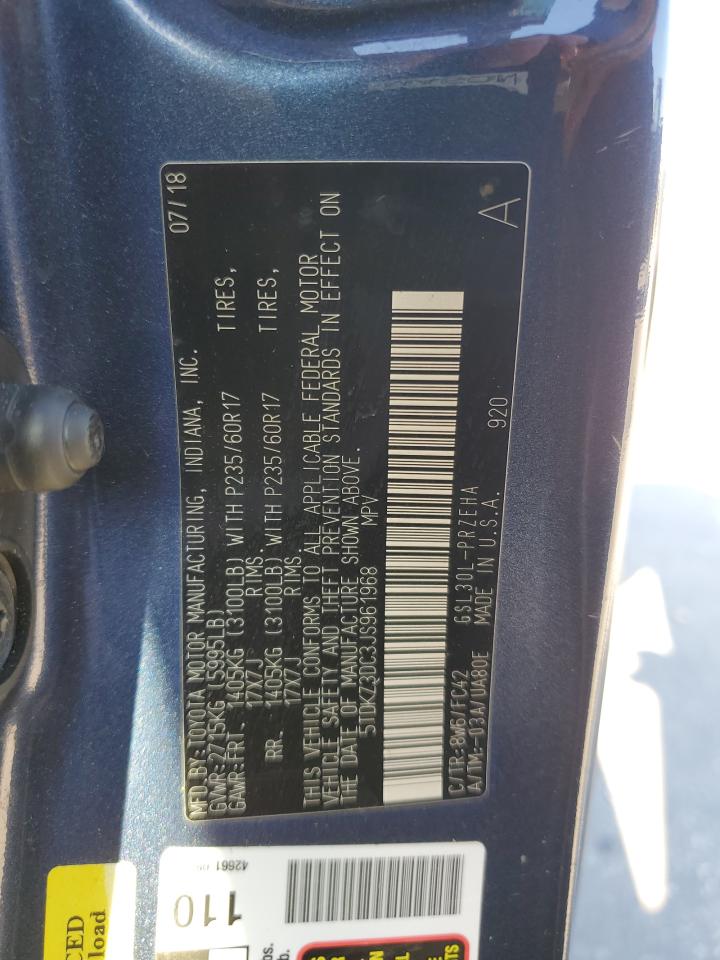 2018 Toyota Sienna VIN 5TDKZ3DC3JS961968 Copart auction photo, rear end damage thumbnail 15