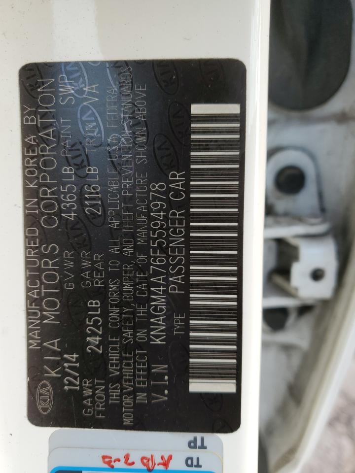 2015 KIA Optima VIN KNAGM4A76F5594978 Copart auction photo, front end damage thumbnail 12