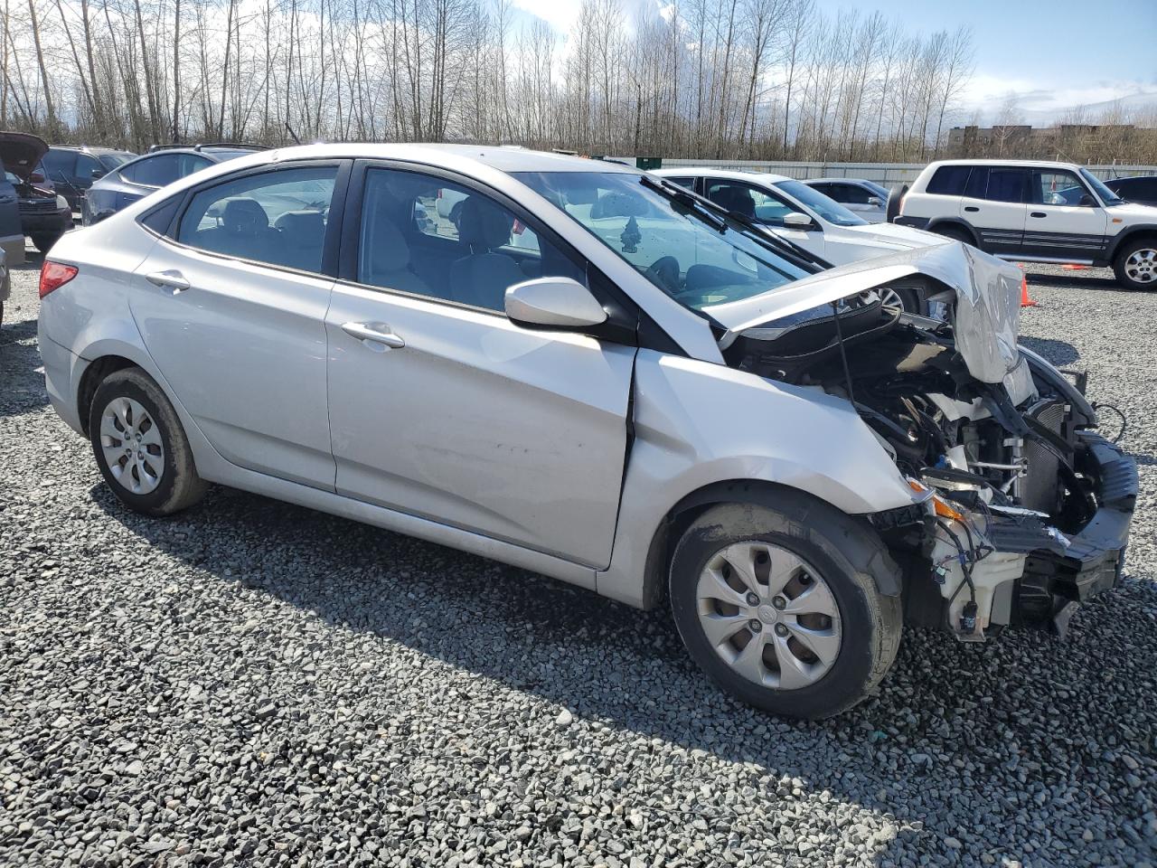 2016 Hyundai Accent VIN KMHCT4AE1GU051611 Copart auction photo, front end / side damage thumbnail 4