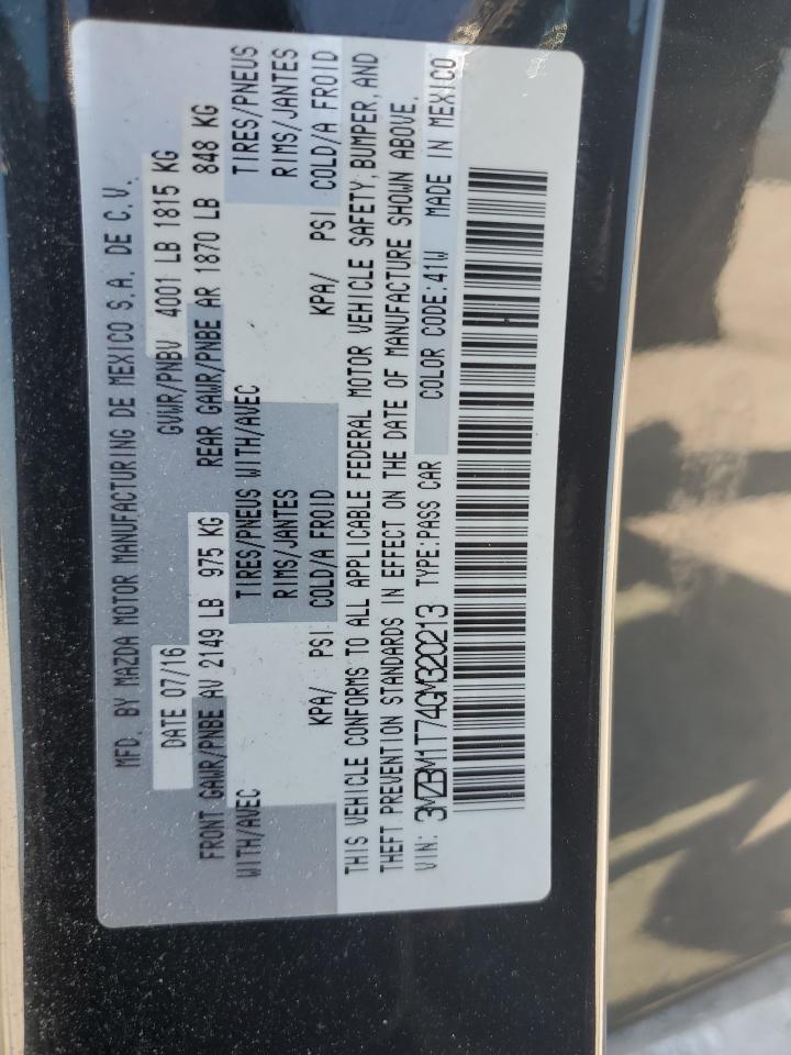 2016 Mazda 3 VIN 3MZBM1T74GM320213 Copart auction photo, rear end damage thumbnail 14