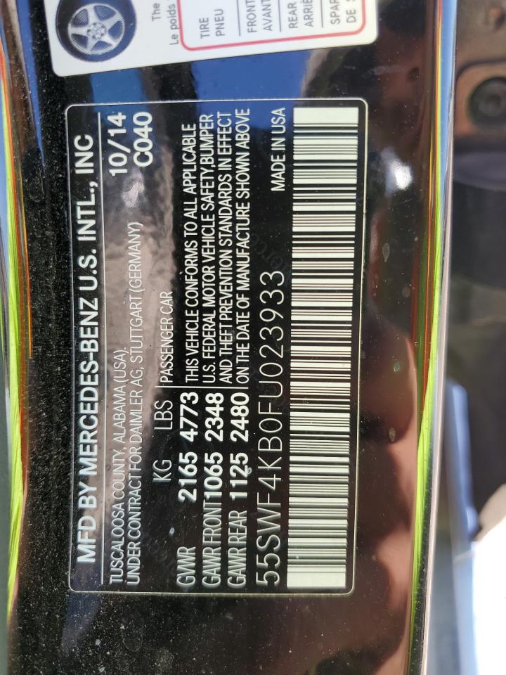 2015 Mercedes-Benz C-klasse VIN 55SWF4KB0FU023933 Copart auction photo, hail / minor dent/scratches damage thumbnail 15
