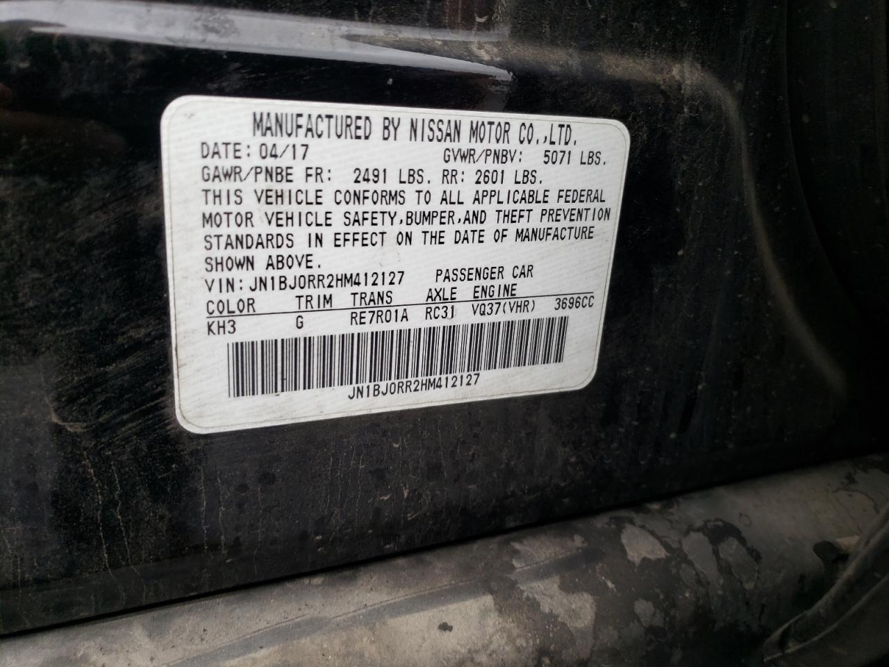 2017 Infiniti QX50 VIN JN1BJ0RR2HM412127 Copart auction photo, rear end damage thumbnail 15