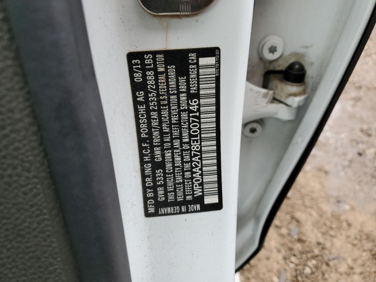 2014 Porsche Panamera VIN WP0AA2A78EL007146 Copart auction photo, front end damage thumbnail 12