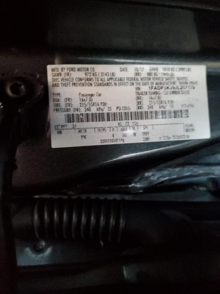 2018 Ford Focus VIN 1FADP3K29JL207179 Copart auction photo, front end / minor dent/scratches damage thumbnail 12