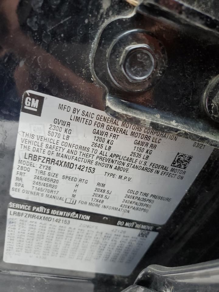 2021 Buick Envision VIN LRBFZRR4XMD142153 Copart auction photo, side / minor dent/scratches damage thumbnail 13