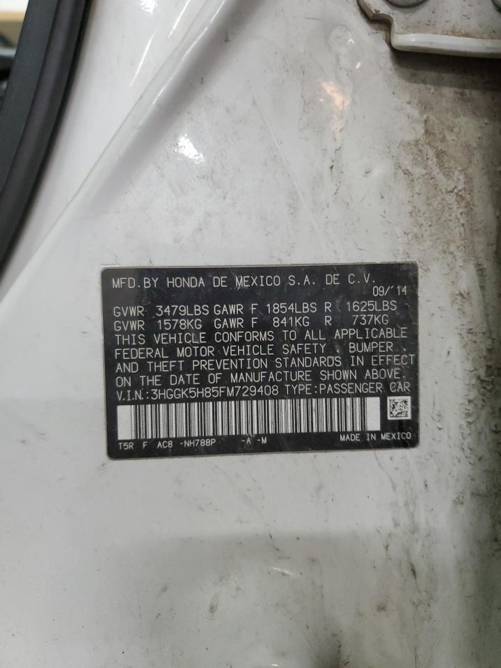 2015 Honda Fit VIN 3HGGK5H85FM729408 Copart auction photo, side / rear end damage thumbnail 15