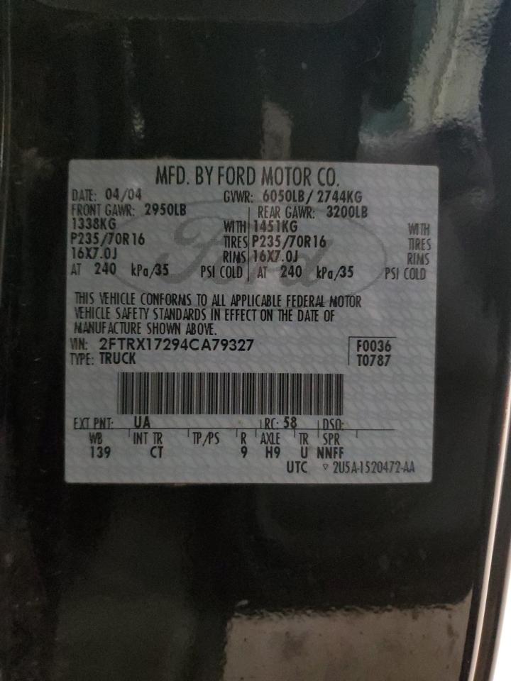 2004 Ford F-150 VIN 2FTRX17294CA79327 Copart auction photo, minor dent/scratches damage thumbnail 12