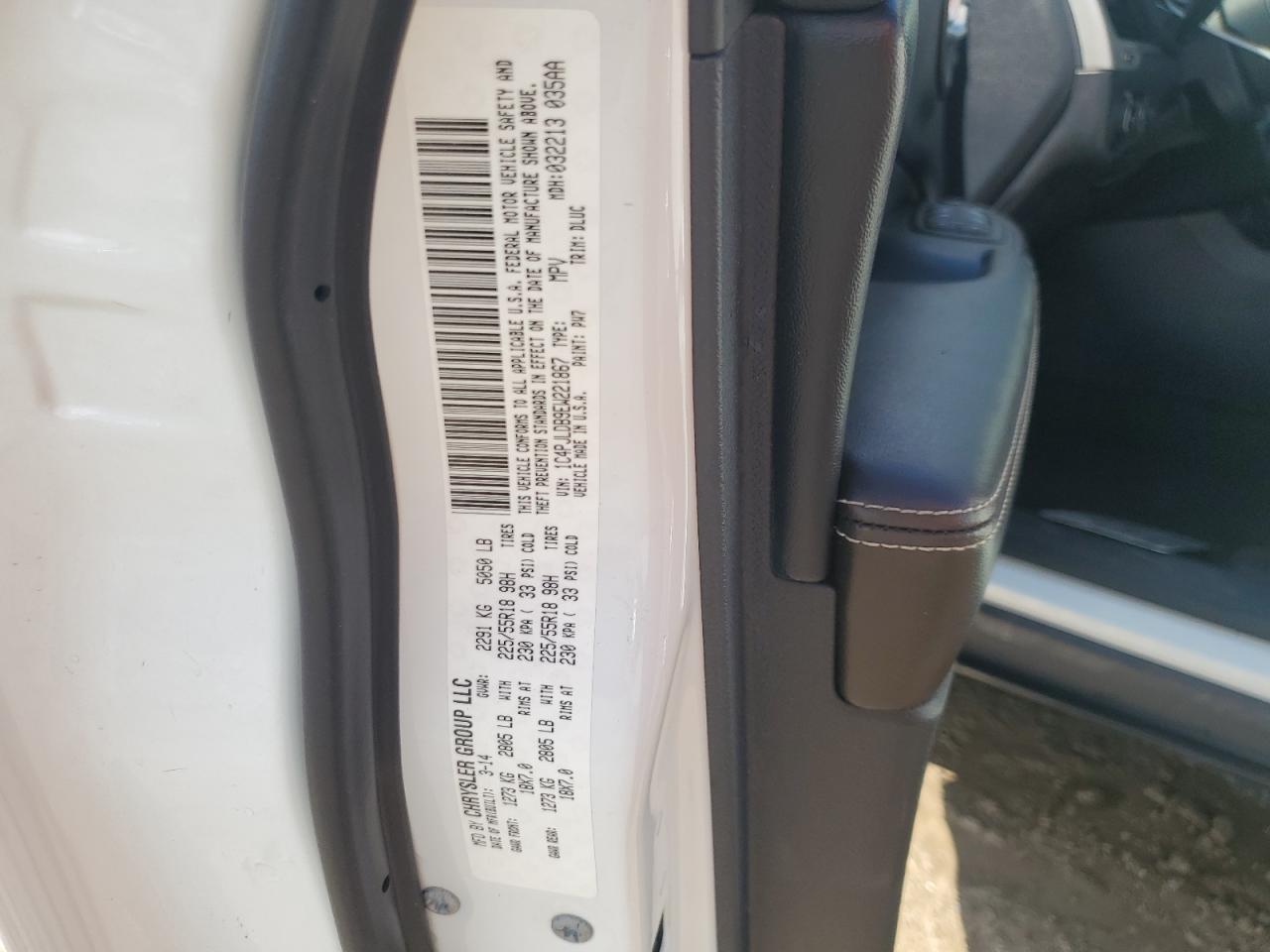 2014 Jeep Grand Cherokee VIN 1C4PJLDB9EW221867 Copart auction photo, water/flood damage thumbnail 14