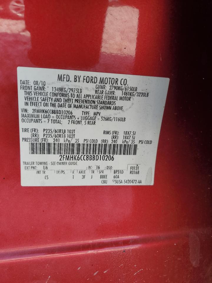 2011 Ford Flex VIN 2FMHK6CC8BBD10206 Copart auction photo, front end / rear end damage thumbnail 15