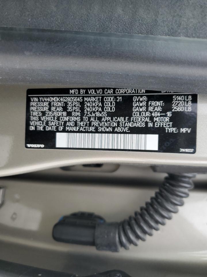 2016 Volvo XC60 VIN YV440MDK4G2805645 Copart auction photo, front end damage thumbnail 14