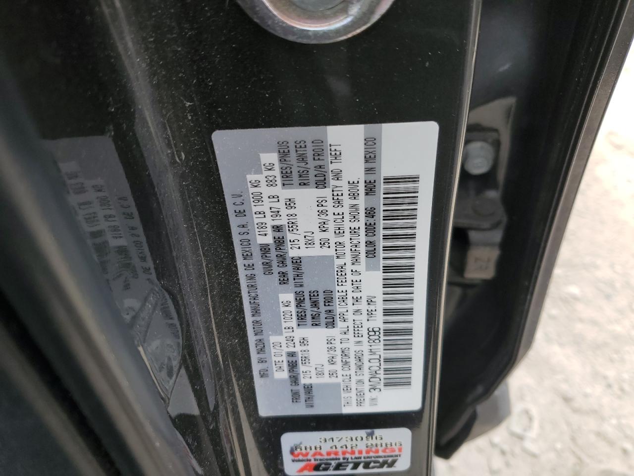 2020 Mazda CX-30 VIN 3MVDMACL0LM118096 Copart auction photo, front end / minor dent/scratches damage thumbnail 15