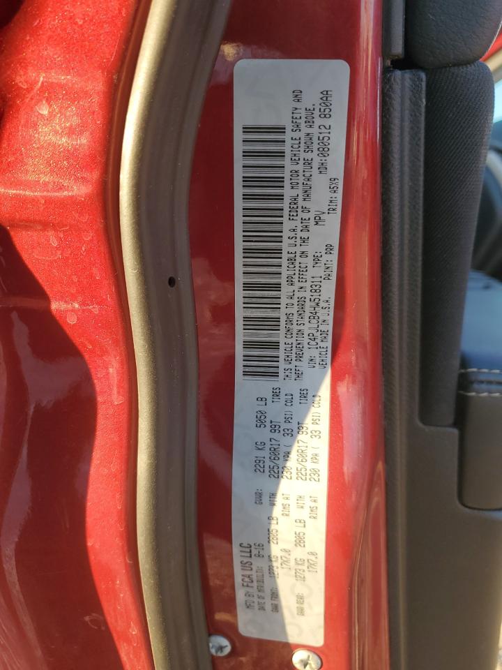 2017 Jeep Grand Cherokee VIN 1C4PJLCB4HW518311 Copart auction photo, side damage thumbnail 16
