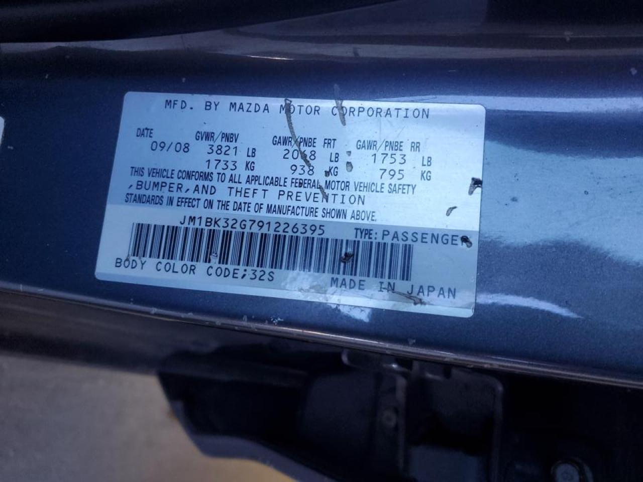 2009 Mazda 3 VIN JM1BK32G791226395 Copart auction photo, rear end damage thumbnail 14
