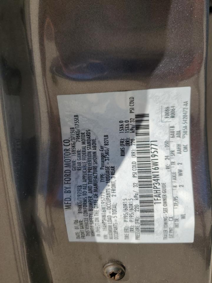 2006 Ford Focus VIN 1FAHP34N16W195771 Copart auction photo, front end / minor dent/scratches damage thumbnail 14
