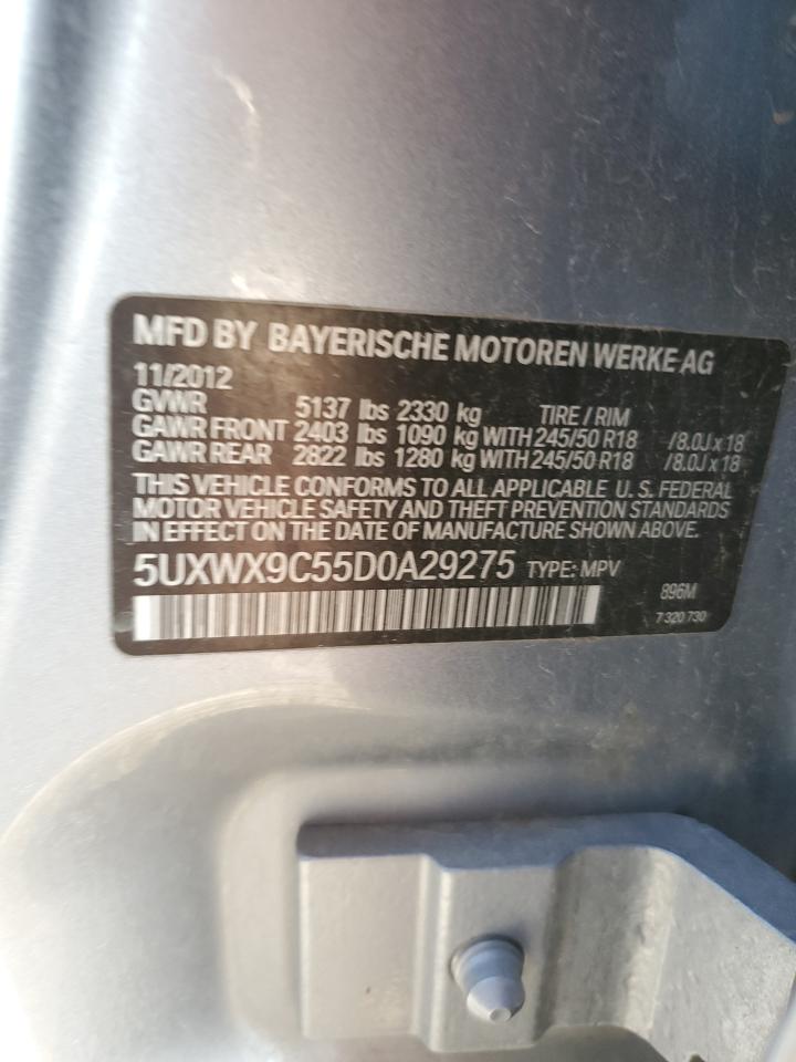 2013 BMW X3 VIN 5UXWX9C55D0A29275 Copart auction photo, front end damage thumbnail 13