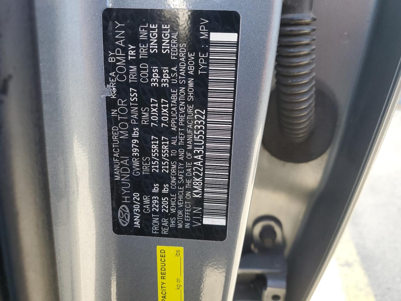 2020 Hyundai Kona VIN KM8K22AA3LU553322 Copart auction photo, front end / side damage thumbnail 12