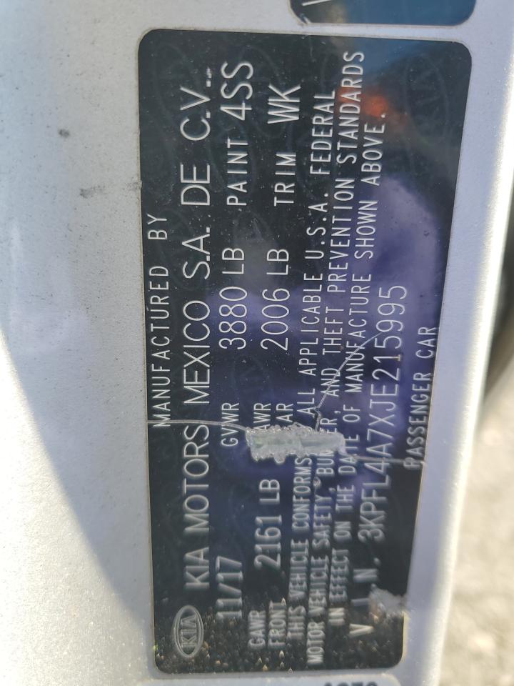 2018 KIA Forte VIN 3KPFL4A7XJE215995 Copart auction photo, front end damage thumbnail 12