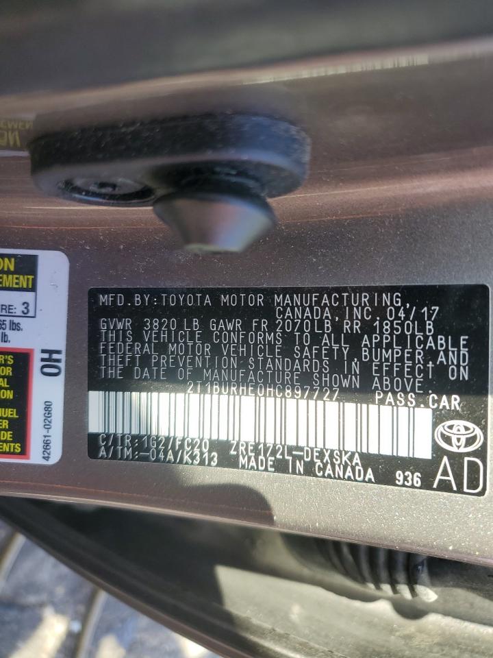 2017 Toyota Corolla VIN 2T1BURHE0HC897727 Copart auction photo, front end damage thumbnail 12