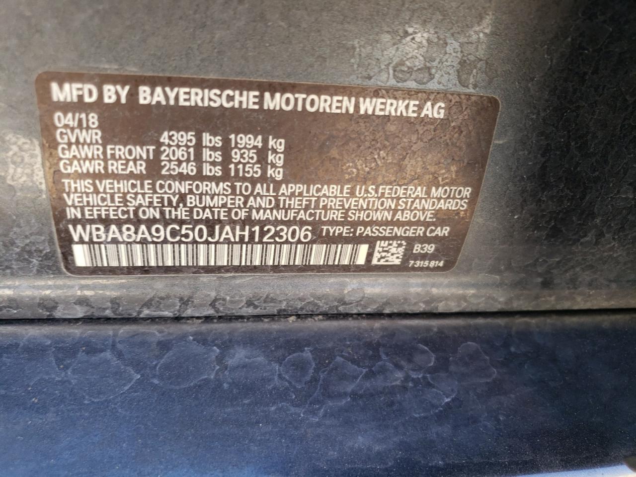 2018 BMW 3er VIN WBA8A9C50JAH12306 Copart auction photo, front end / undercarriage damage thumbnail 12
