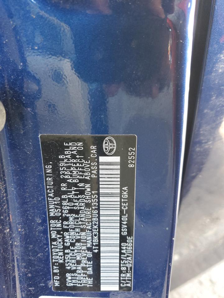 2011 Toyota Camry VIN 4T1BK3EK2BU613551 Copart auction photo, front end / rear end damage thumbnail 12