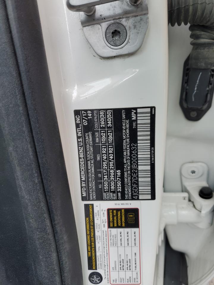 2018 Mercedes-Benz GLS-klasse VIN 4JGDF7DE2JB000632 Copart auction photo, front end / side damage thumbnail 13