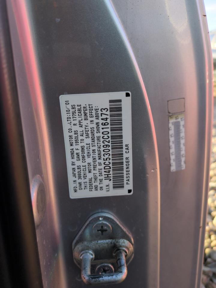 2002 Acura RSX VIN JH4DC53092C016473 Copart auction photo, side damage thumbnail 12
