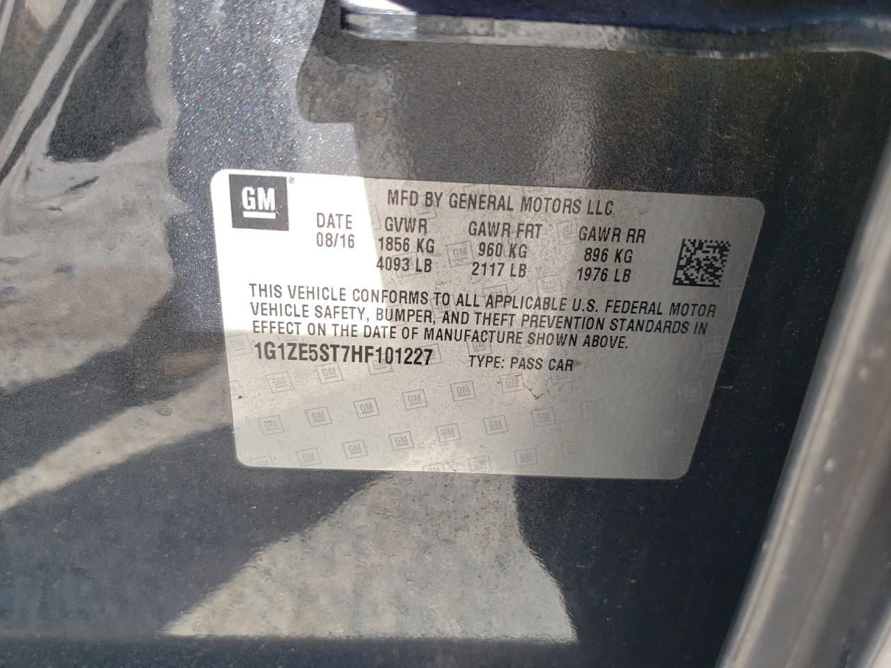 2017 Chevrolet Malibu VIN 1G1ZE5ST7HF101227 Copart auction photo, front end damage thumbnail 14