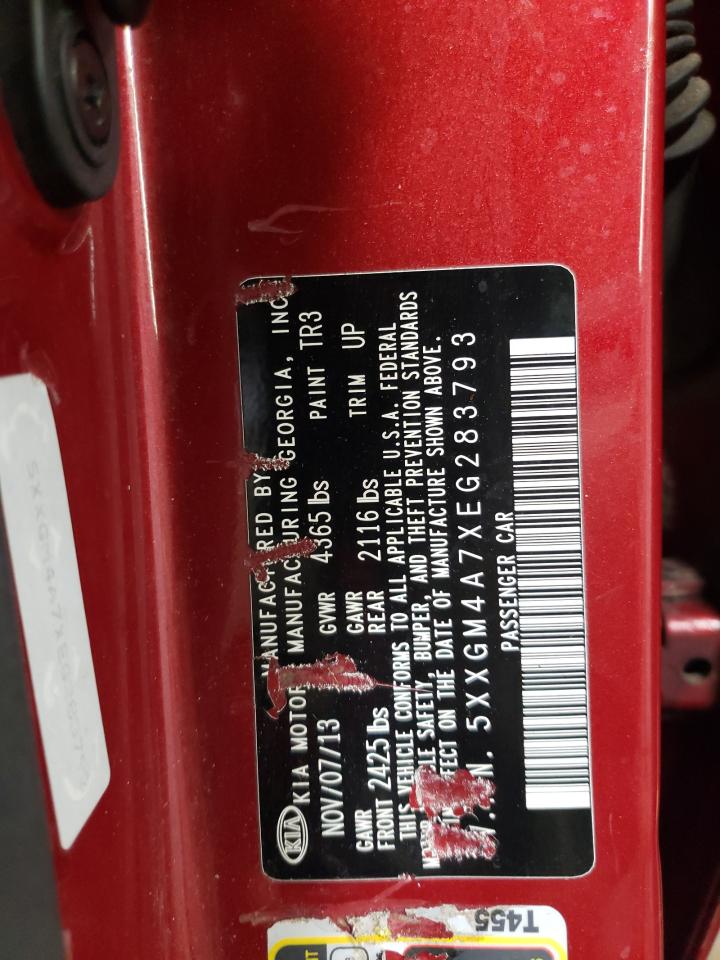 2014 KIA Optima VIN 5XXGM4A7XEG283793 Copart auction photo, side / front end damage thumbnail 12