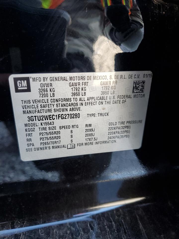 2015 GMC Sierra VIN 3GTU2WEC1FG270280 Copart auction photo, all over / undercarriage damage thumbnail 12
