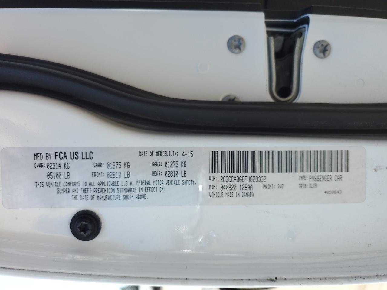 2015 Chrysler 300 VIN 2C3CCABG8FH829332 Copart auction photo, all over / undercarriage damage thumbnail 14