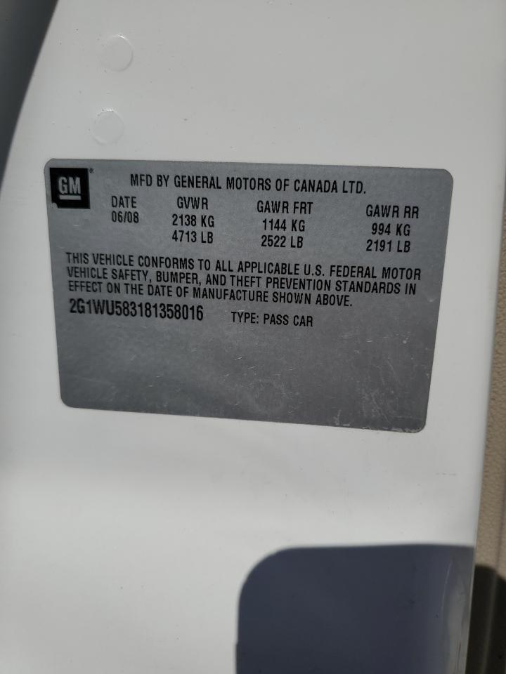 2008 Chevrolet Impala VIN 2G1WU583181358016 Copart auction photo, front end damage thumbnail 14