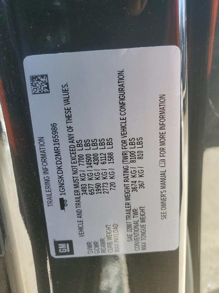 2021 Chevrolet Suburban VIN 1GNSKDKD2MR165986 Copart auction photo, front end damage thumbnail 15