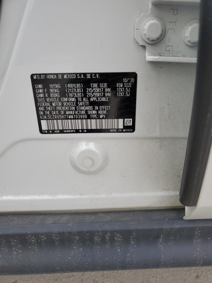 2021 Honda HR-V VIN 3CZRU5H71MM703999 Copart auction photo, rear end damage thumbnail 14