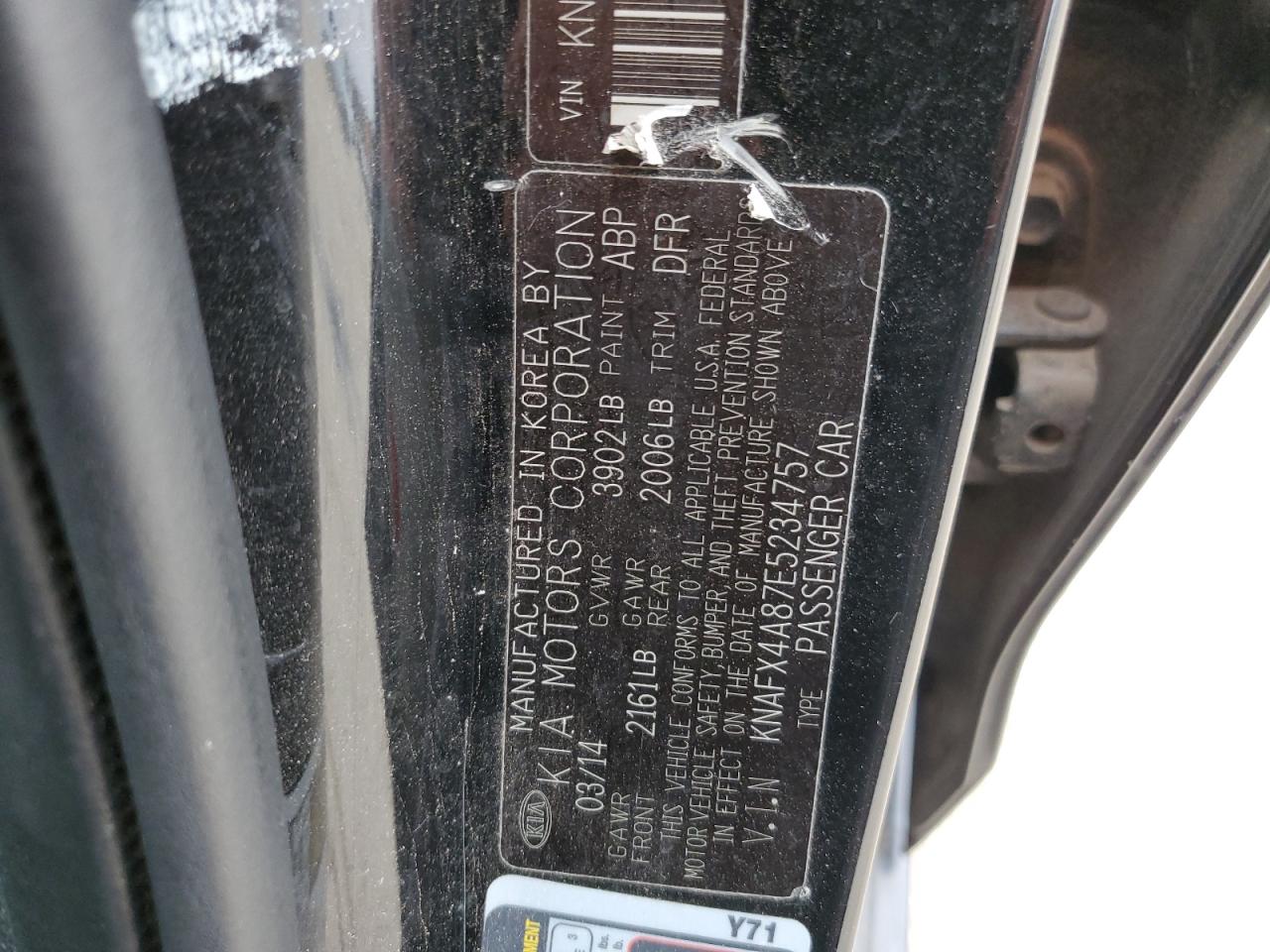 2014 KIA Forte VIN KNAFX4A87E5234757 Copart auction photo, front end / minor dent/scratches damage thumbnail 14