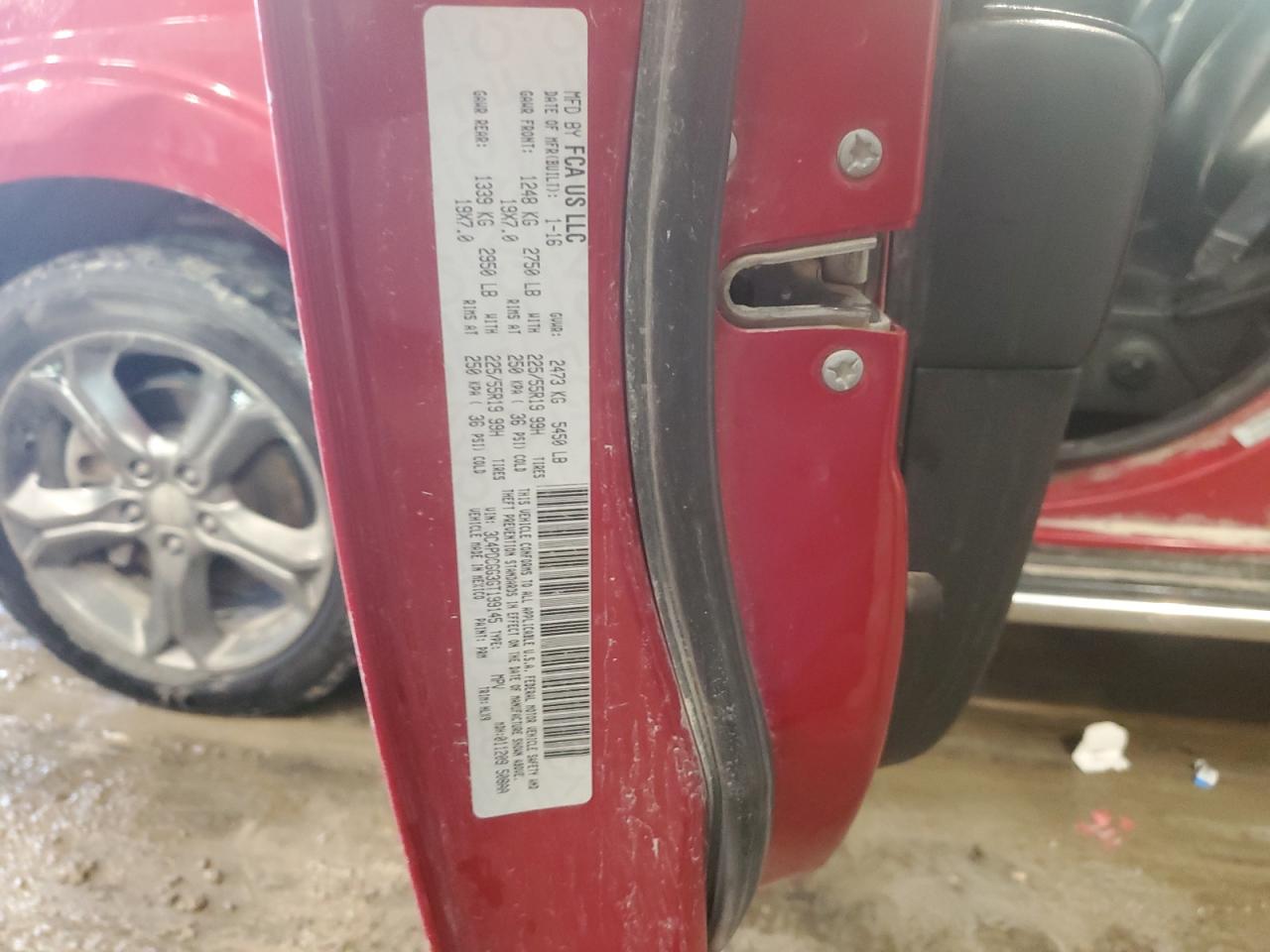 2016 Dodge Journey VIN 3C4PDCGG3GT199145 Copart auction photo, front end / side damage thumbnail 13