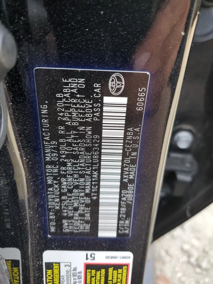 2020 Toyota Camry VIN 4T1C11AK1LU863429 Copart auction photo, front end / rear end damage thumbnail 14