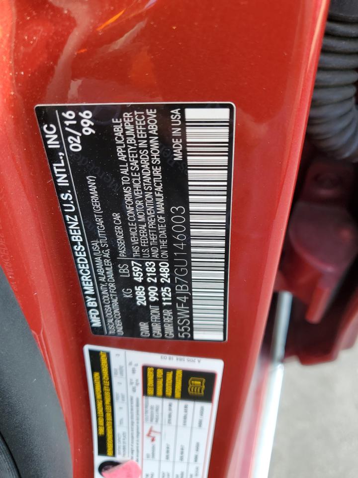 2016 Mercedes-Benz C-klasse VIN 55SWF4JB7GU146003 Copart auction photo, front end damage thumbnail 12