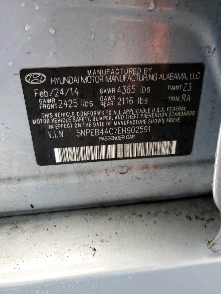 2014 Hyundai Sonata VIN 5NPEB4AC7EH902591 Copart auction photo, rear end / minor dent/scratches damage thumbnail 12
